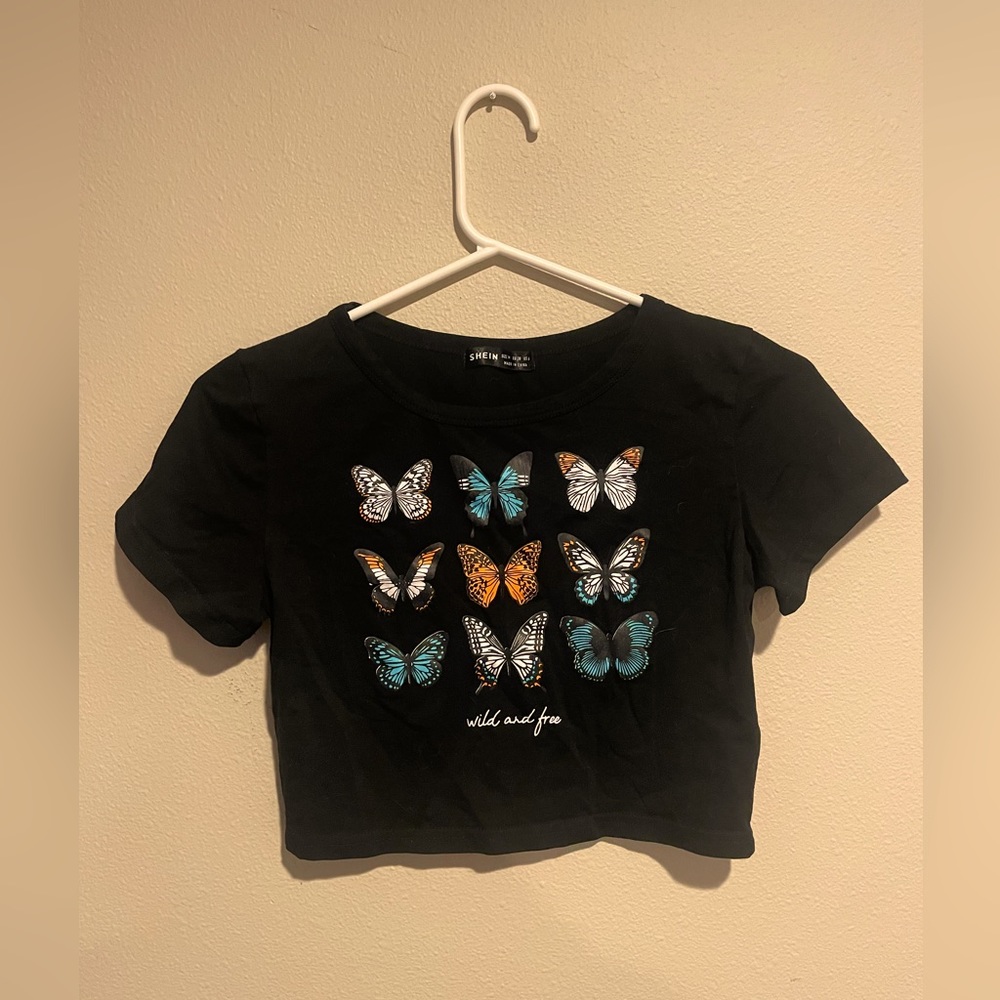SHEIN crop top with butterflies